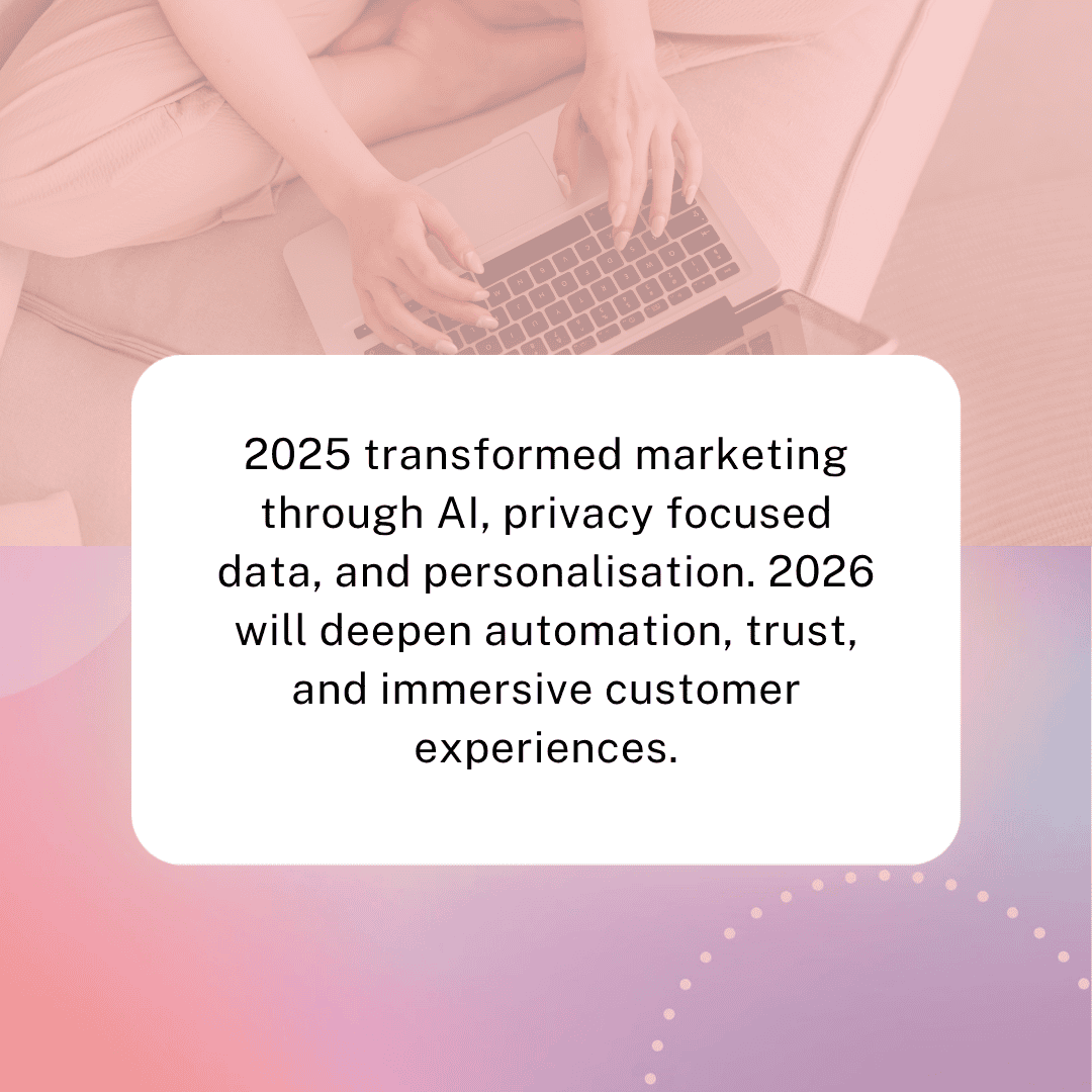 2025 transformed marketing through AI, privacy focused data, and personalization. 2026 will deepen automation, trust, and immersive customer experiences.